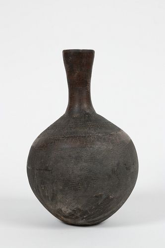 AFRICAN, CLAY BOTTLE H 13" DIA 8" 
