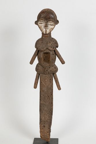 MITSOGO OR PUNU, GAMBIA,  AFRICAN, CARVED WOOD WITH PIGMENT, FIGURE H 31" W 8.5" D 2.75" 