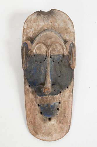 LULA, CONGO, AFRICAN, CARVED WOOD WITH PIGMENT, MASK EARLY 20TH CENTURY H 17" W 8" D 5" 