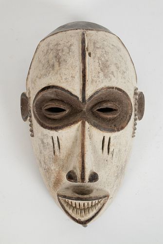 IBO, NIGERIA, AFRICAN, CARVED WOOD AND PIGMENT MASK H 13" W 7.5" D 5" 