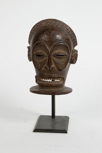 AFRICAN CARVED WOOD MASK H 6.5" W 4.75" D 3" 