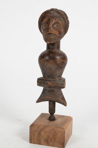 AFRICAN CARVED WOOD FIGURE H 8" W 2" 