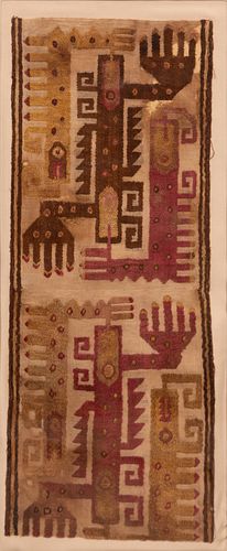 PRE-COLUMBIAN EMBROIDERED CLOTH H 25" W 10" 