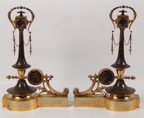 PAIR OF FRENCH BRONZE CHENETS