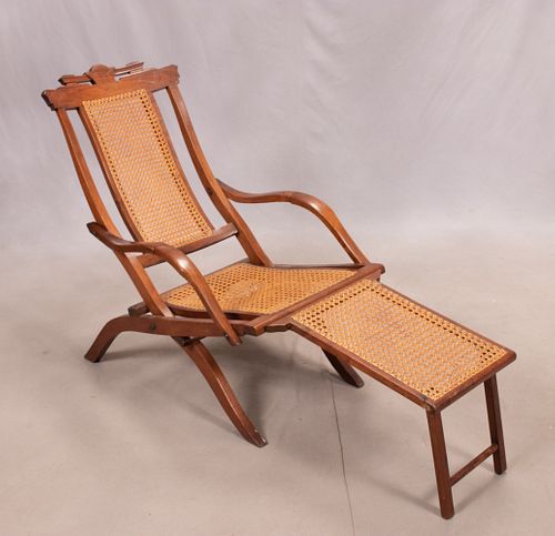 OAK AND CANE FOLDING CHAISE, COLLIGNONS, 1871 