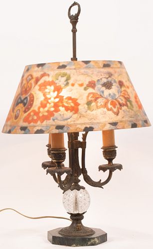 PAIRPOINT REVERSE PAINTED AND PATINATED METAL TABLE LAMP H 25.75" DIA 15.75" 