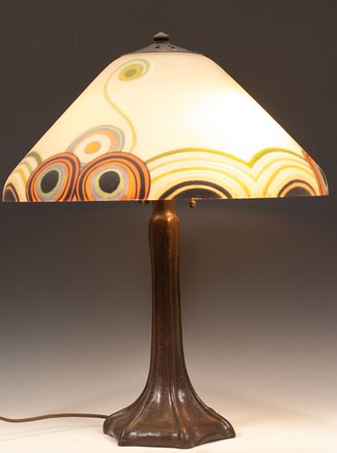 HANDEL BRONZE TABLE LAMP BASE, H 23.5" DIA 7" 