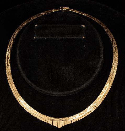 14KT TWO TONE YELLOW GOLD NECKLACE L 16.5", 28GR. 