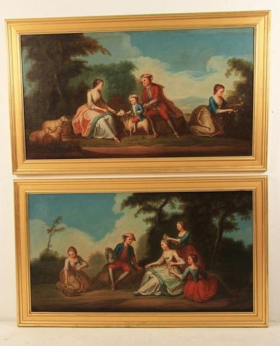 PAIR OF FRENCH 19TH C. O/C COURTING SCENE PAINTINGS