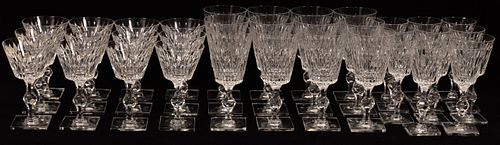 HAWKES "EARDLEY" CRYSTAL 35 PIECES,  12 WATER GOBLETS, 12 CHAMPAGNES, 11 PORT 