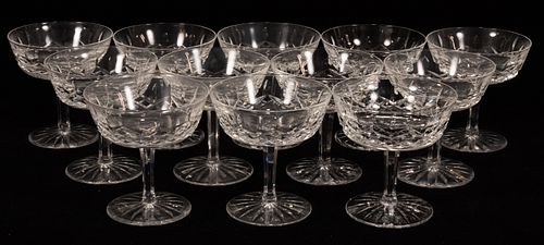 WATERFORD 'LISMORE' CRYSTAL CHAMPAGNES/SHERBETS, 12 PCS, H 4" 