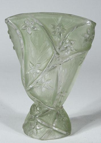 ART DECO PAINTED GLASS VASE, 20TH CENTURY H 6", W 4.5" 