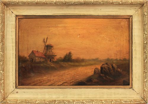 JOHN CALIFANO (ITALY/AMER, 1862-46), OIL ON CANVAS, H 12", W 19", FARM LANDSCAPE 