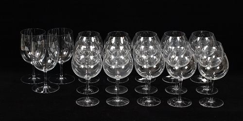 BACCARAT 'TASTEVIN POMMARD' WINE & WATER GLASSES, 18 PCS, H 7.5"-8" 