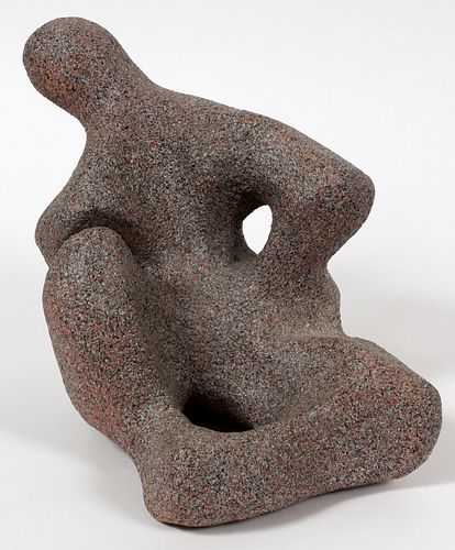 DONN ENGER (AMER. 20TH C), PLASTER AND STONE SCULPTURE, H 8", W 7.5", ABSTRACT FIGURE