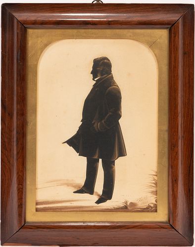 FREDERICK FRITH (BRITISH, 1819-71), INK ON PAPER, 1849, H 10.5", W 7", SILHOUETTE OF GENTLEMAN 