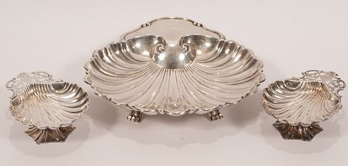 STERLING SILVER & SILVER PLATE DISHES, 3 PCS, L 5.75"-11", 14.95 TOZ (WEIGHABLE) 
