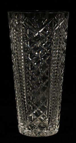 WATERFORD 'CLARE' CUT CRYSTAL VASE, H 12", DIA 6" 