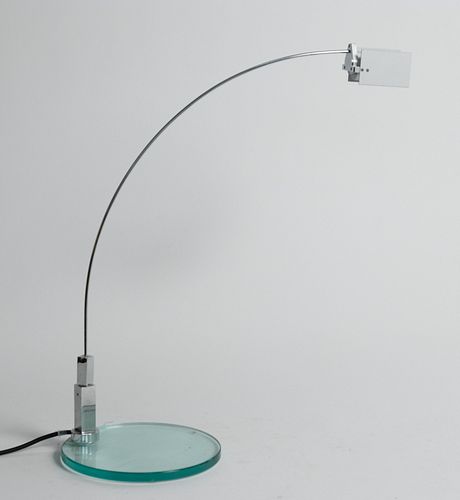 FONTANA ARTE GLASS AND METAL, TABLE LAMP H 19.75" W 25.5" 