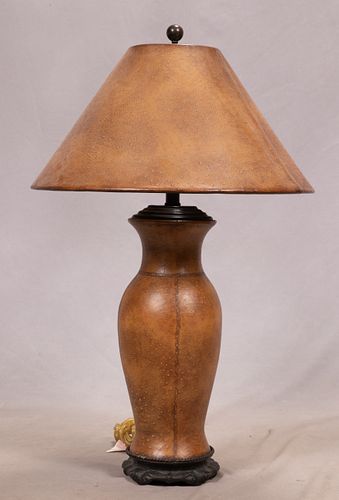 LEATHER CLAD, MAITLAND SMITH TABLE LAMP H 32" 
