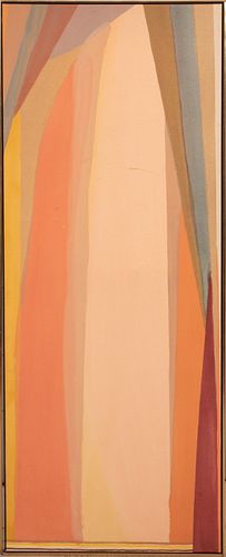 LARRY ZOX (AMERICAN, 1937-2006) ACRYLIC ON CANVAS, 1975-79, H 79", W 31.325", "CENTER JAM" 
