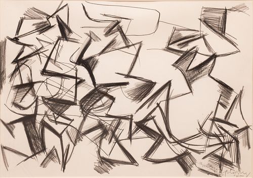HAROLD SHAPINSKY (AMERICAN, 1925-2004) CHARCOAL ON PAPER, 1985, H 30", W 41.75", UNTITLED 