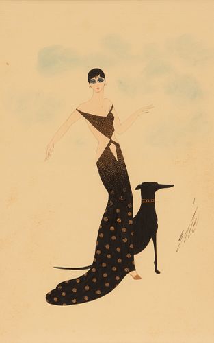 ERTE (FRENCH, 1892–1990) GOUACHE AND INK ON BOARD, CIRCA 1940 H 16.625" W 11" 