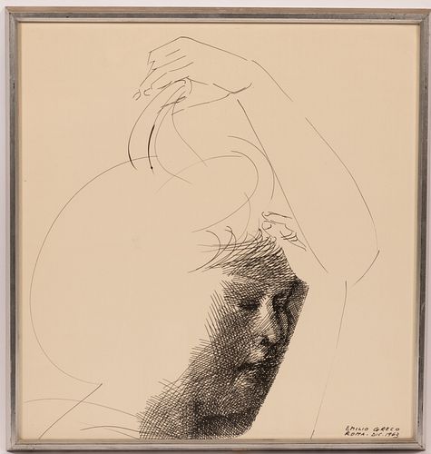 EMILIO GRECO (ITALIAN, 1913–1995) INK ON PAPER, 1963 H 20.25" W 19.5" 