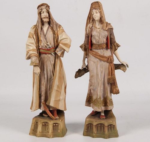 PAIR OF MIDDLE EASTERN MODELED FIGURINE