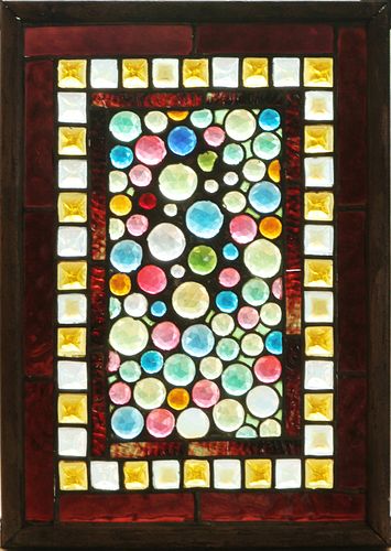 LEADED STAINED GLASS H 17.5" W 12.5" 