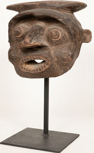 CAMEROON, AFRICAN, CARVED WOOD  MASK (MALE) LATE 19TH/EARLY 20TH C.  H 10" W 11" D 13" 