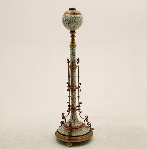 ART NOVEAU FRENCH FAIENCE FLOOR LAMP STAND