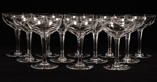 BACCARAT FRENCH "GENOVA" CRYSTAL CHAMPAGNES, SET OF 12, H 5.5" 