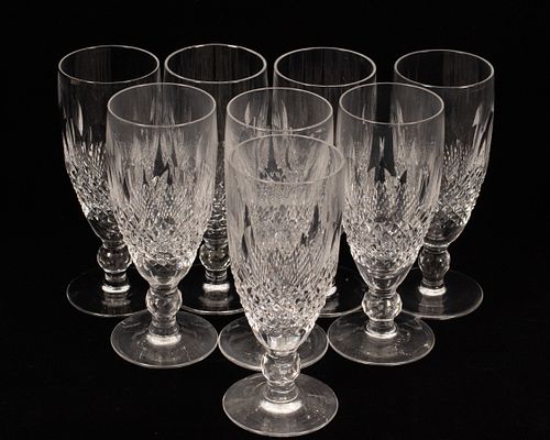 WATERFORD CRYSTAL "COLEEN" TULIP CHAMPAGNES SET OF EIGHT H 6" 