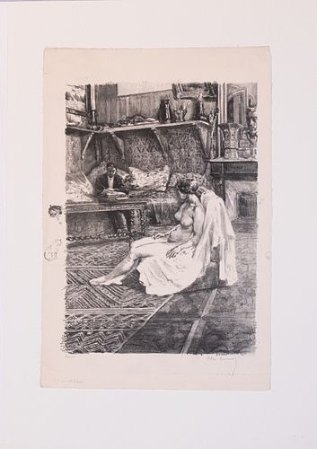 ALEXANDRE LUNOIS (FRENCH, 1863–1916) LITHOGRAPH ON WOVE PAPER, 1895 H 13.625" W 9.25" THE MODEL SESSION 