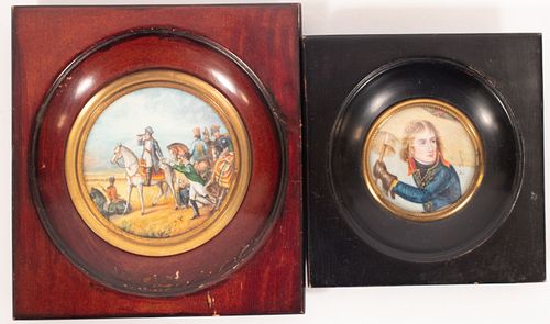 HAND PAINTED MINIATURES OF NAPOLEON, TWO, DIA 2.7", 1.7" 