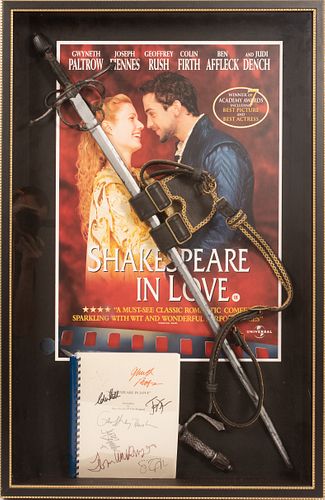 'SHAKESPEARE IN LOVE' SIGNED SCREENPLAY & PROPS, H 41", W 27"
