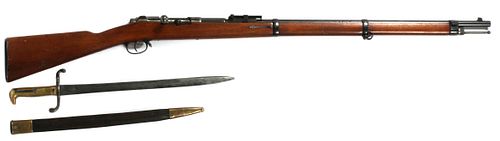 GERMAN INFANTERIE GEWEHR MODEL 71/84 MAUSER 11 MM REPEATING RIFLE, 1888, ALL MATCHED SN 1236, L 31" BARREL 50.75" OVERALL 