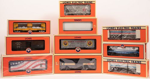 LIONEL BOXED TRAINCARS, 20/21ST C, 10 PCS, L 12"-15" (BOXES) 