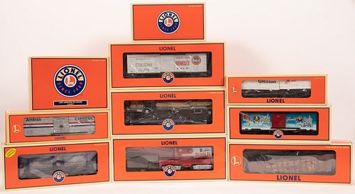 LIONEL BOXED TRAINCARS & ACCESSORY, 20/21ST C, 10 PCS, L 10"15" (BOXES) 