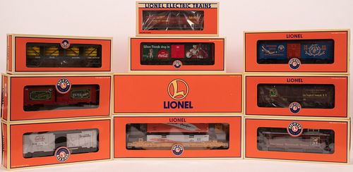 LIONEL BOXED TRAINCARS, 20/21ST C, 10 PCS, L 11"-17" (BOXES) 