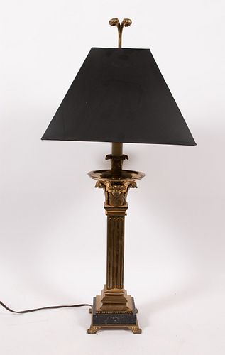 BRASS AND MARBLE TABLE LAMP H 34" 