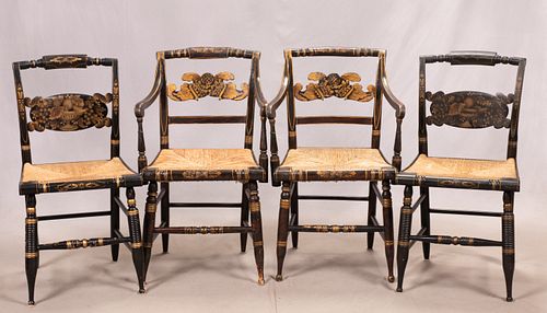 HITCHCOCK CHAIRS, FOUR H 34" 