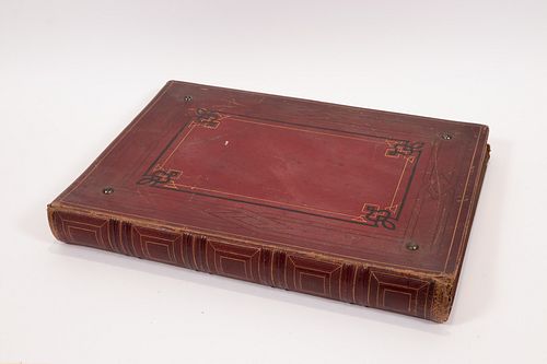 TOOLED LEATHER 'GRAND TOUR' BOOK, 1875, H 18", D 14" 