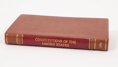 "THE CONSTITUTIONS OF THE UNITED STATES", CAREY, STEWART AND CO. PUBLISHER, 1791, H 7", W 4.5" 