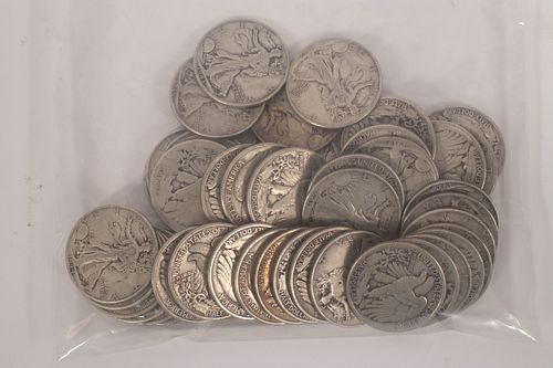 U.S. LIBERTY HALF-DOLLARS, 1917-1947, 48 PCS, DIA 1 1/8" 