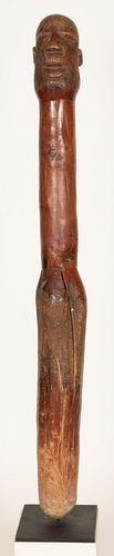 MAKONDE,  TANZANIA/MOZAMBIQUE,  AFRICAN CARVED WOOD CLUB,  H 32" DIA 3" 