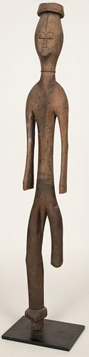 NIGER RIVER DELTA AFRICAN CARVED WOOD MALE FIGURE H 35.25" W 5" 