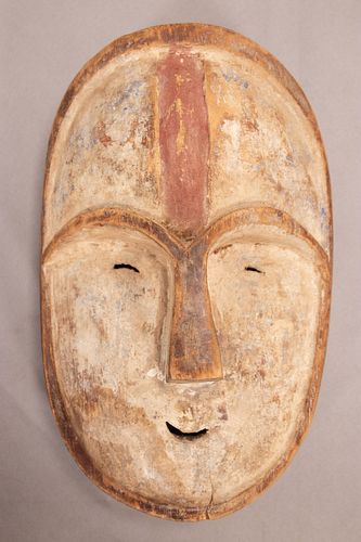 AFRICAN POLYCHROME CARVED WOOD MASK H 12.5" W 8.5" D 5" 