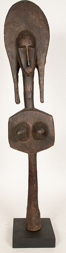 MARKA, MALI, AFRICAN, CARVED WOOD,  SCULPTURE EARLY 20TH C. H 43" W 7.5" 